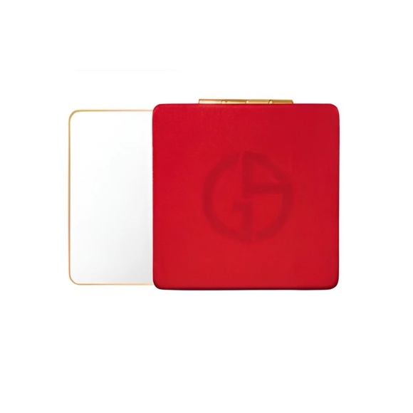 Giorgio Amani Compact Mirror Red Silk Gold Trim - Picture 3 of 12